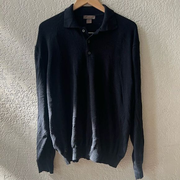 Sette Pronti Wool Collared Sweater Sz XXL Black Italy - Picture 1 of 9